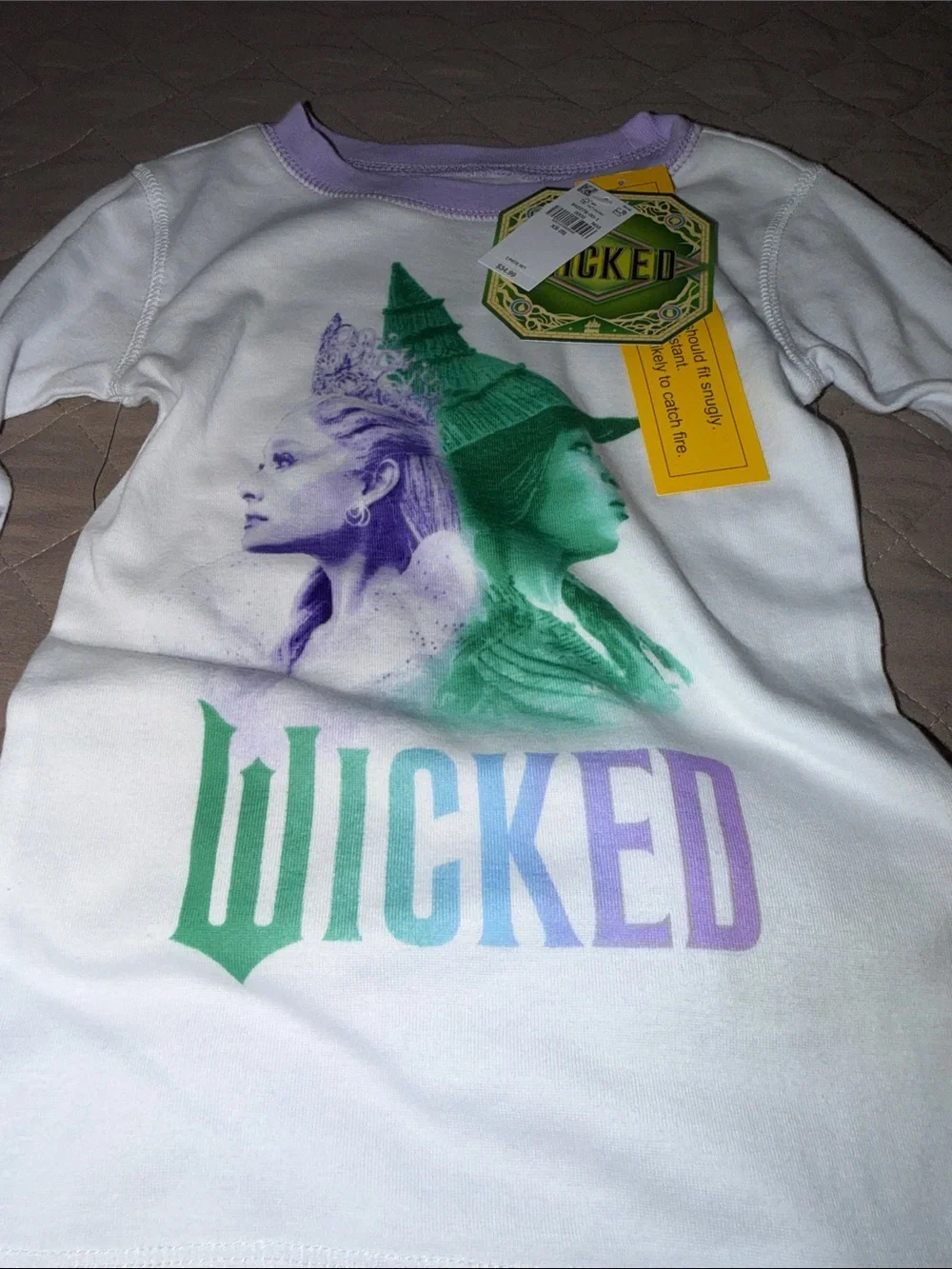 Old Navy White, Lavender & Green Wicked Girls Pajama Set